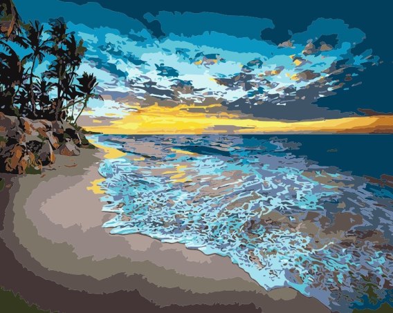 □SEA□ Zestaw kreatywny Malowanie po numerach 40x50cm Zachód słońca